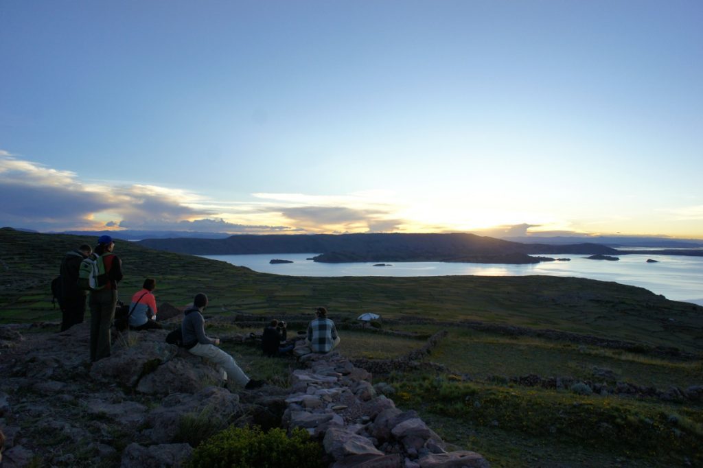 Sunset over Lake Titicaca and Amantani Island.