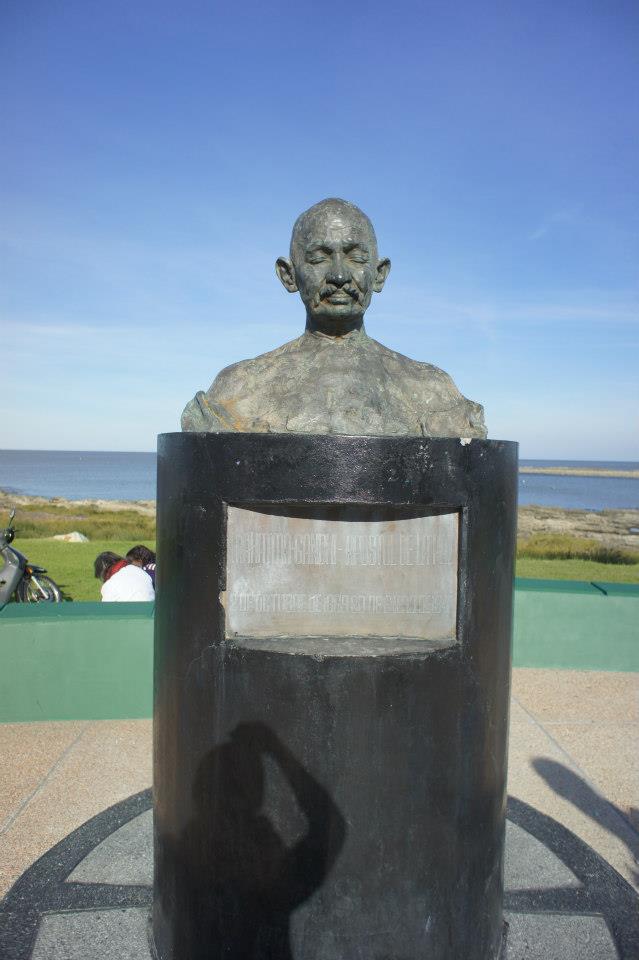 Ghandi watches over the boardwalk in Montevideo