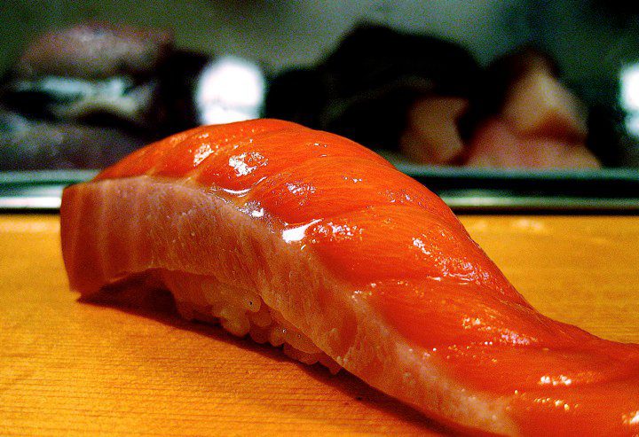 Delectable salmon sushi