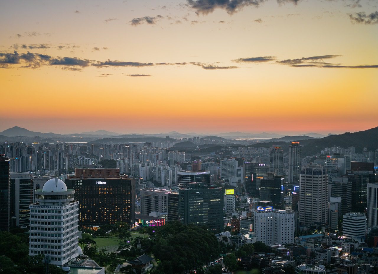 seoul korea cityscape at sunset