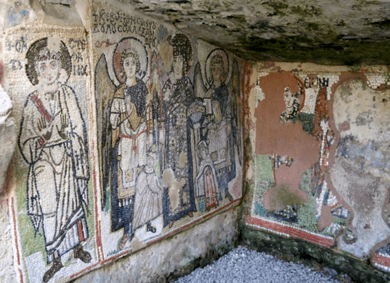 medieval mosaic in durres amphitheatre