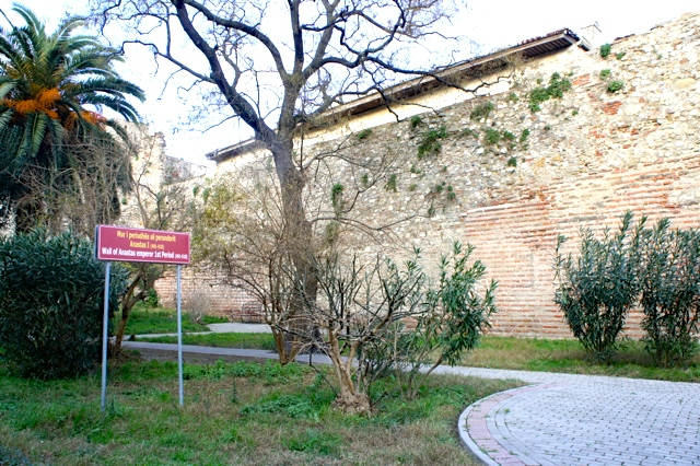Durres, albania castle wall with brickwork of Roman and Ottoman empires