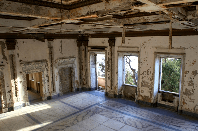 interiour of the abandoned and looted villa zog, durres