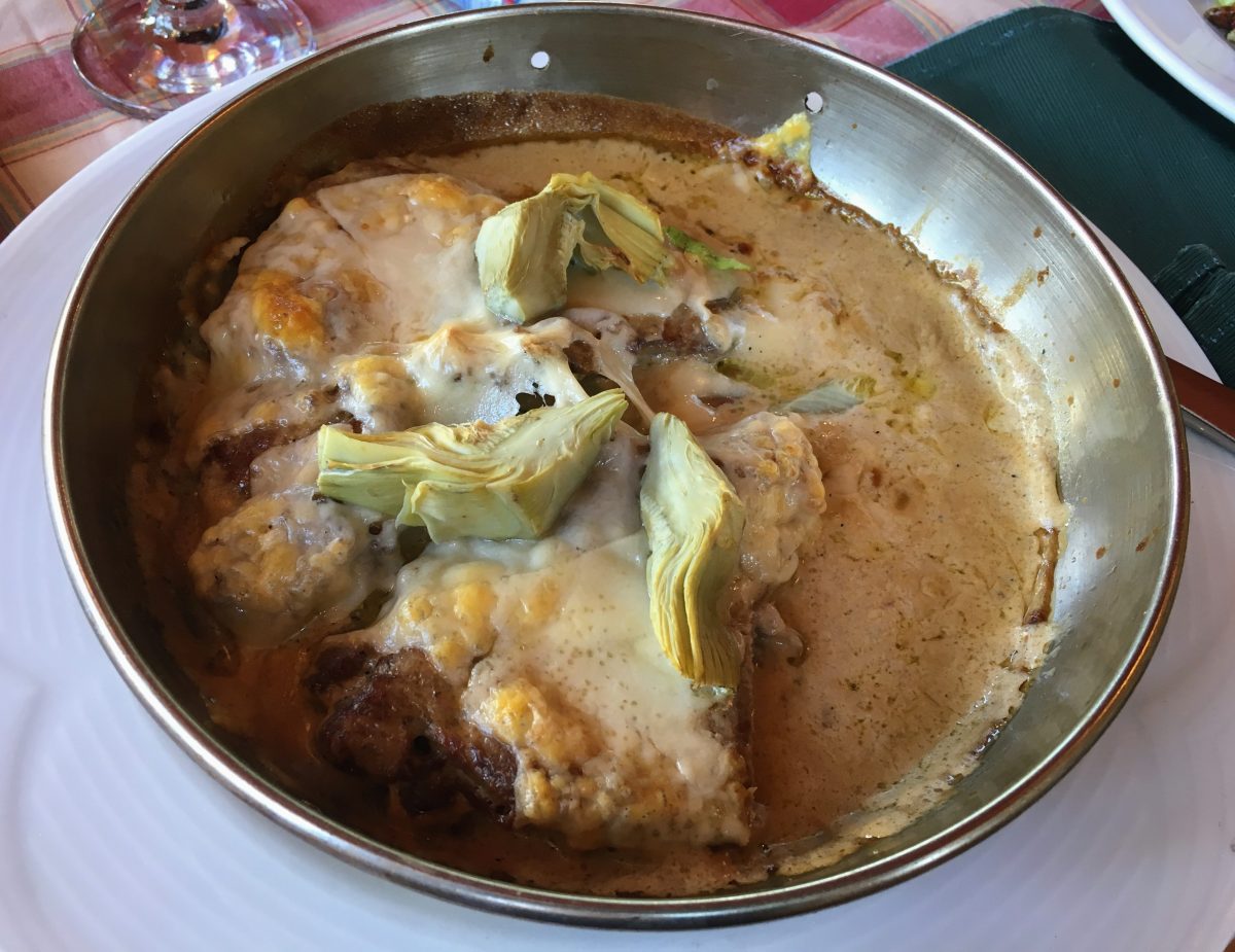 veal chops with artichokes at Tirana restaurant Taiwan