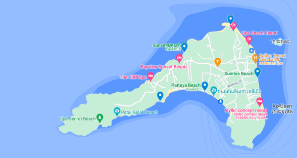 map of koh lipe beaches