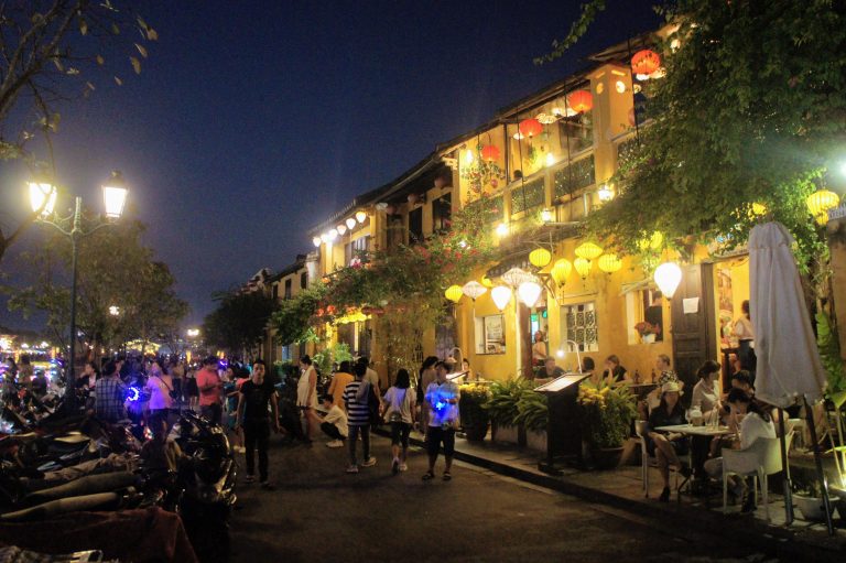 riverside buildings in hoi an ancient town lit by lanters