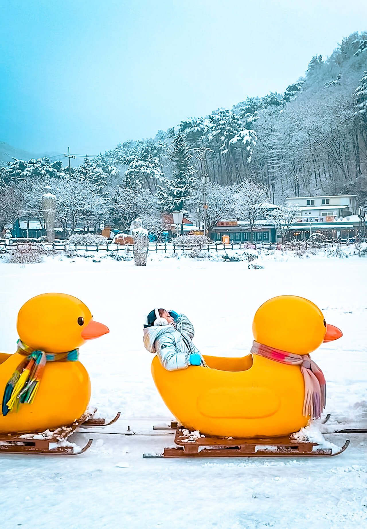 korea in january | sanjeong lake sledding festival