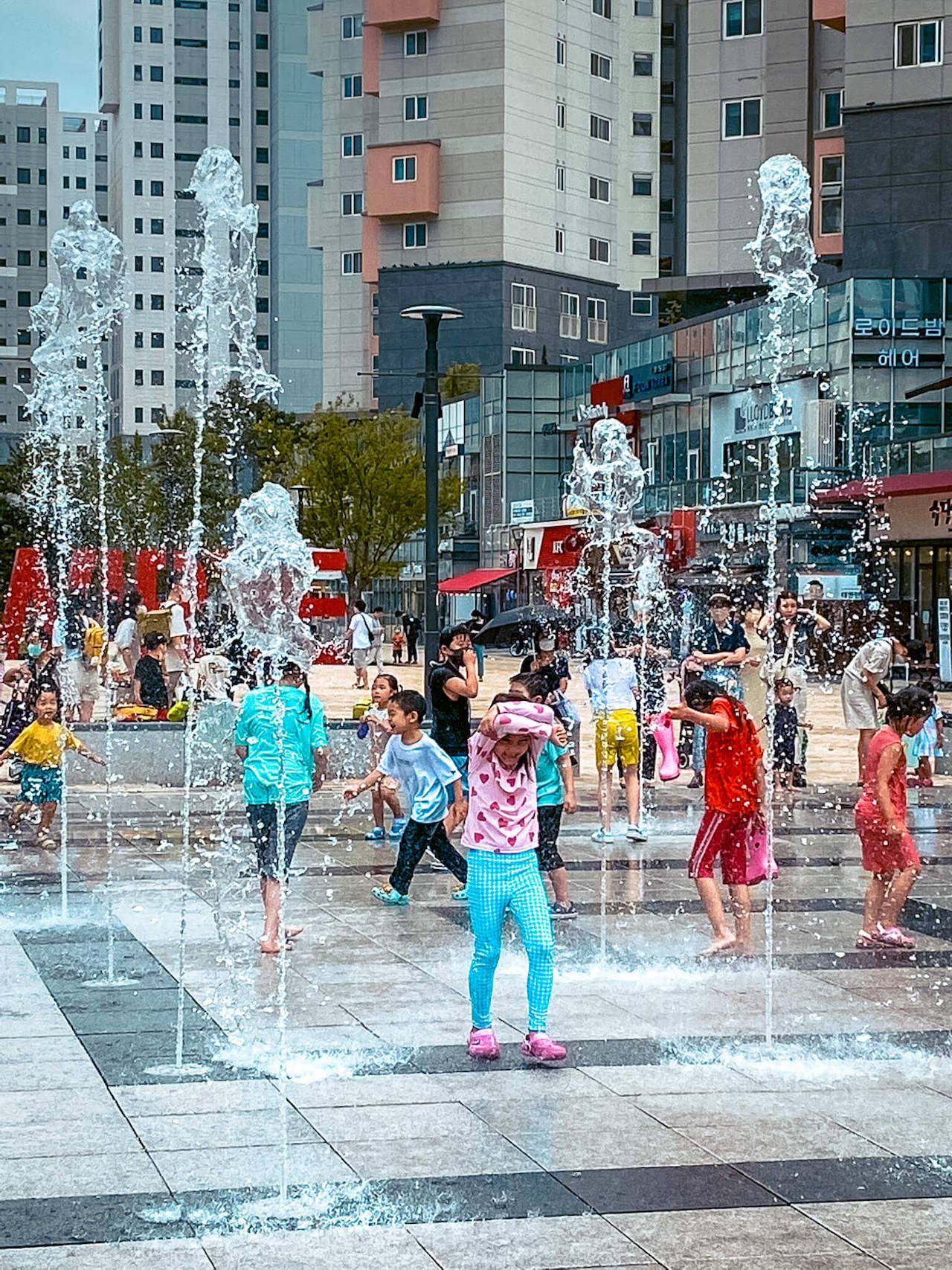 summer in korea | public water fountain