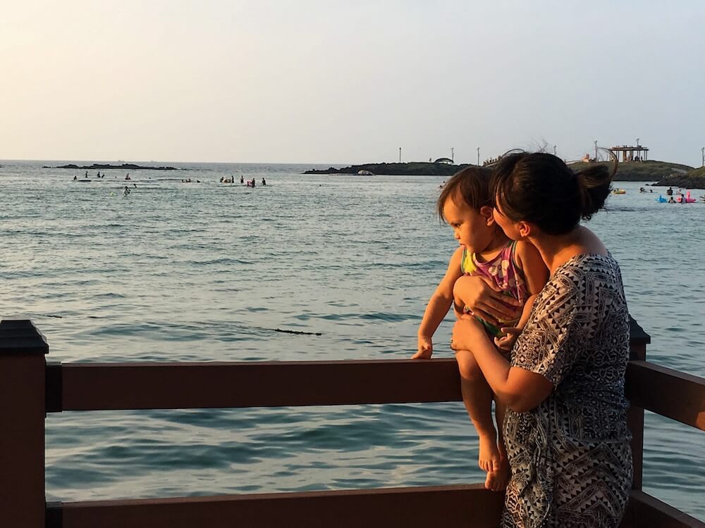 hamdeok beach at sunset