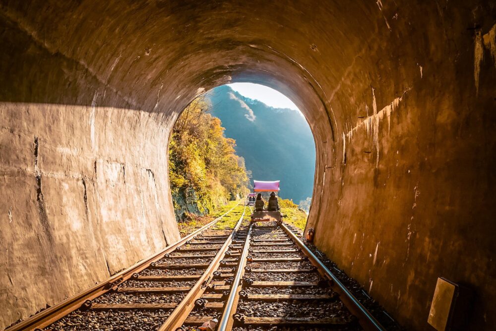 gangchon rail bike tunnel