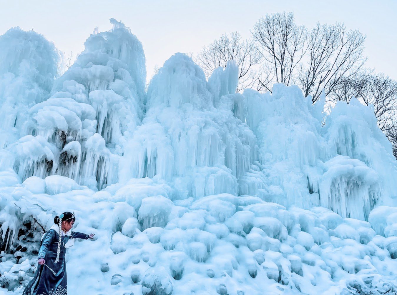 Ice Fountain Festival at Alps Village in Cheongyang, Korea