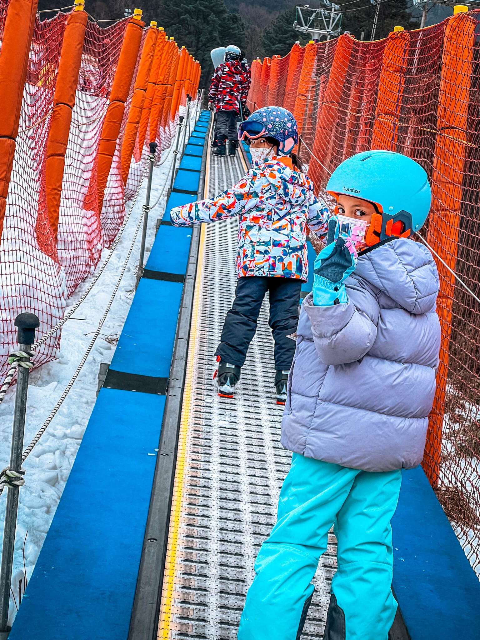 sun kid conveyer belt at bears town ski resort near seoul