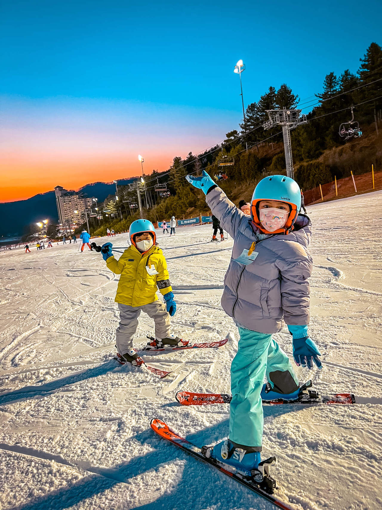 night skiing in korea