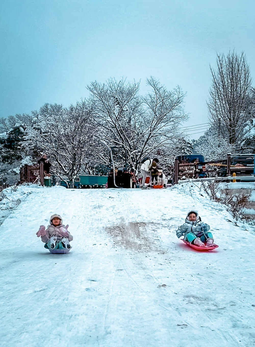 sanjeong lake sledding festival | snow sledding