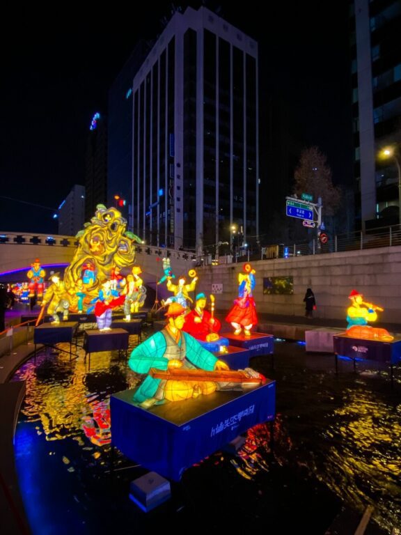 seoul lantern festival in winter at cheonggyecheon stream