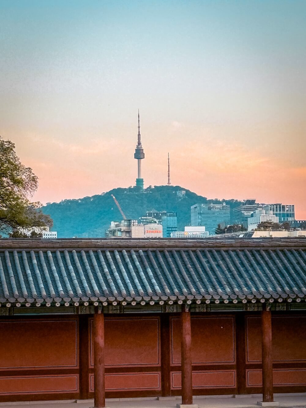 night view of seoul from inside Changdeokgung Palace Moonlight Tour