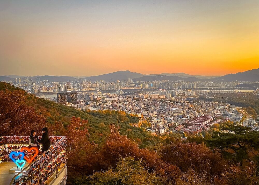 view of seoul from namsan mountain in autumn